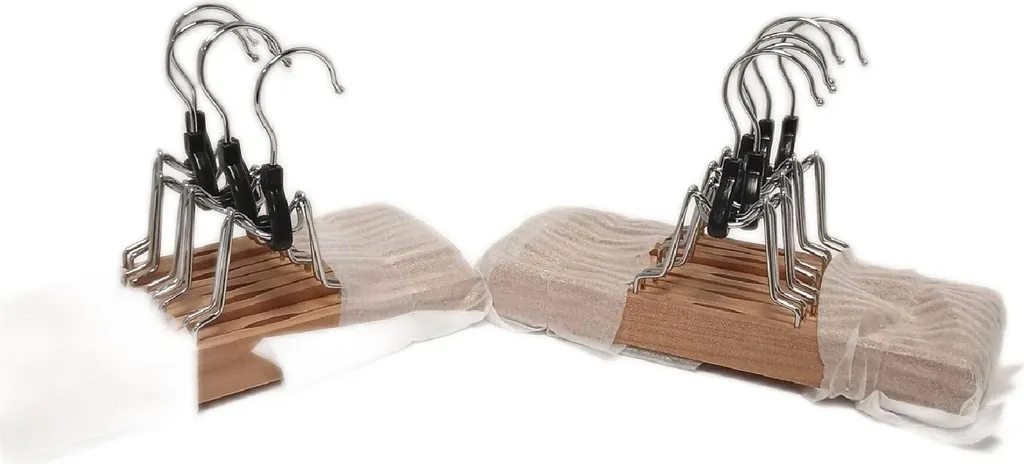 AmazonBasics Pack de 10 Cintres en Bois pour Pantalons Naturel 25cm