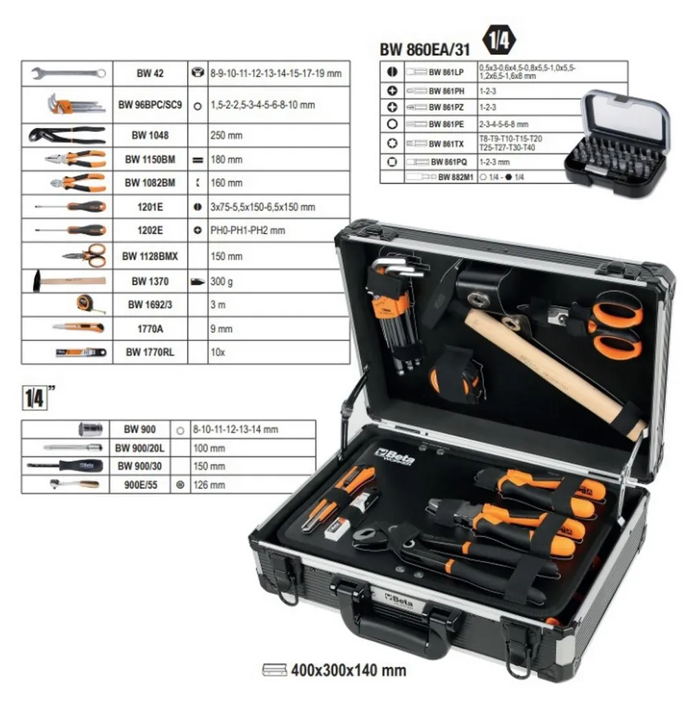 Valise de maintenance 82 outils Beta Worker en acier Chrome-Vanadium pur - 6