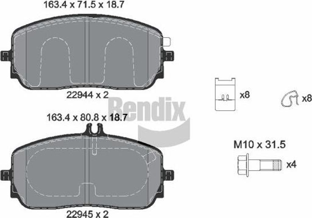 BENDIX Braking BPD2438 Bremsbelagsatz, Scheibenbremse OE 0004201203 kompatibel mit A-Klasse, B-Klasse, CLA, G-Klasse, GLA, GLB, GLE