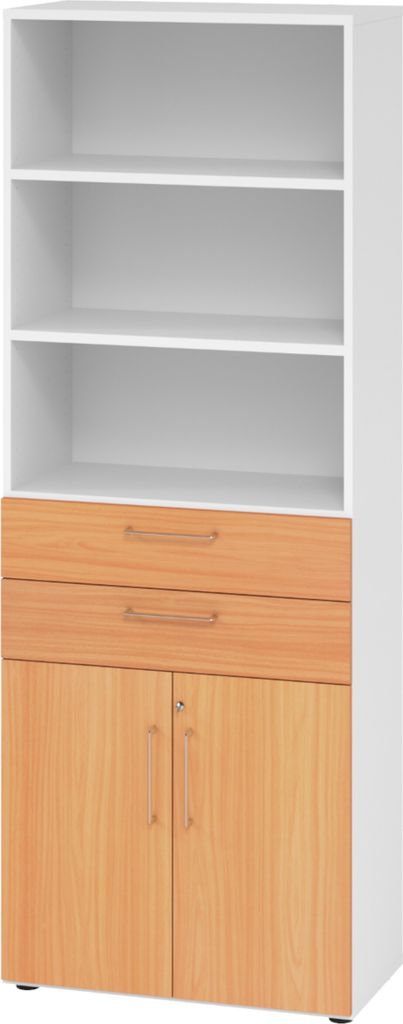bümö smart Kombischrank - mit Schubladen - Nachbildung: Weiß/Buche