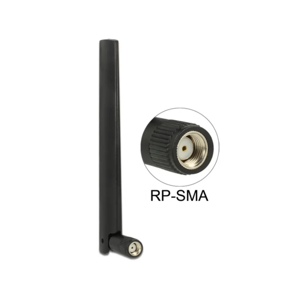 Antenne LTE RP-SMA Delock 4.3 dBi noire inclinable pour routeur 4G GSM