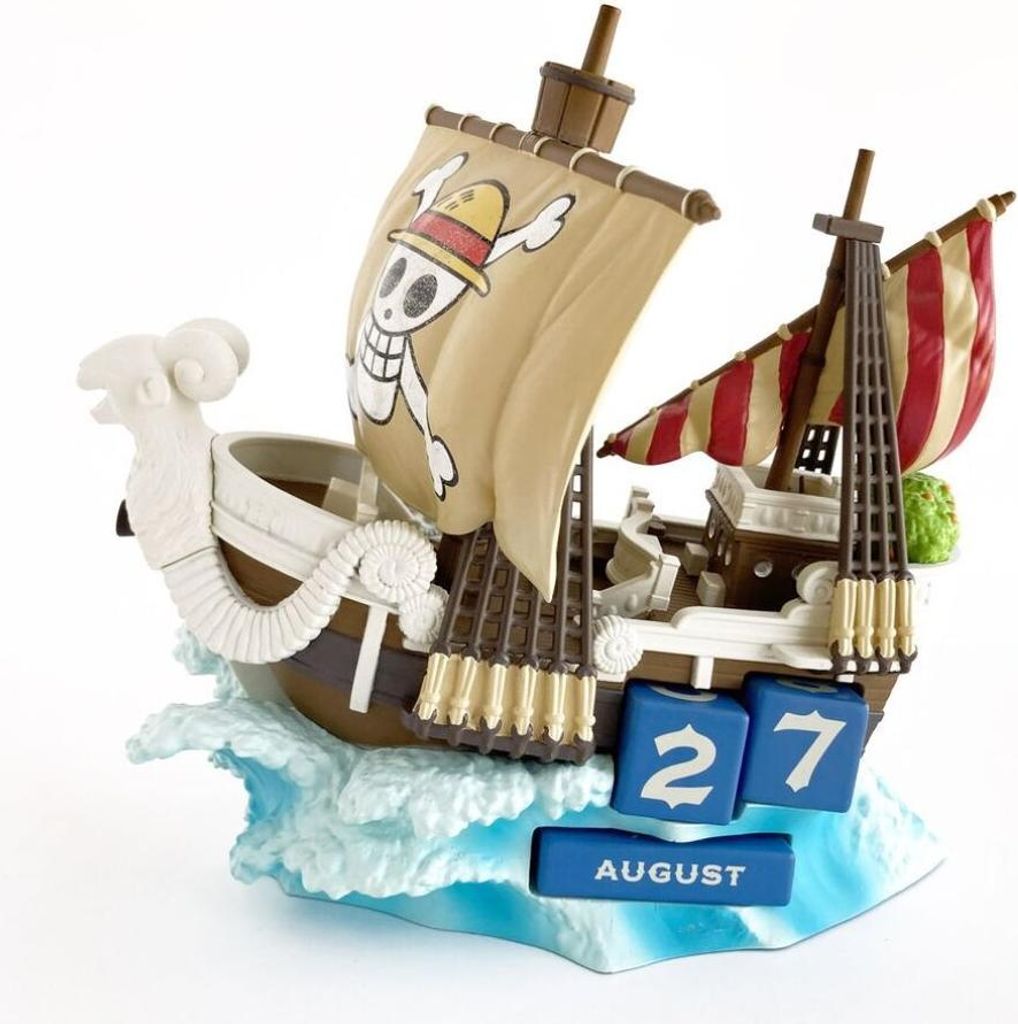 A 3D model of the Going Merry ship from One Piece, serving as a perpetual calendar.