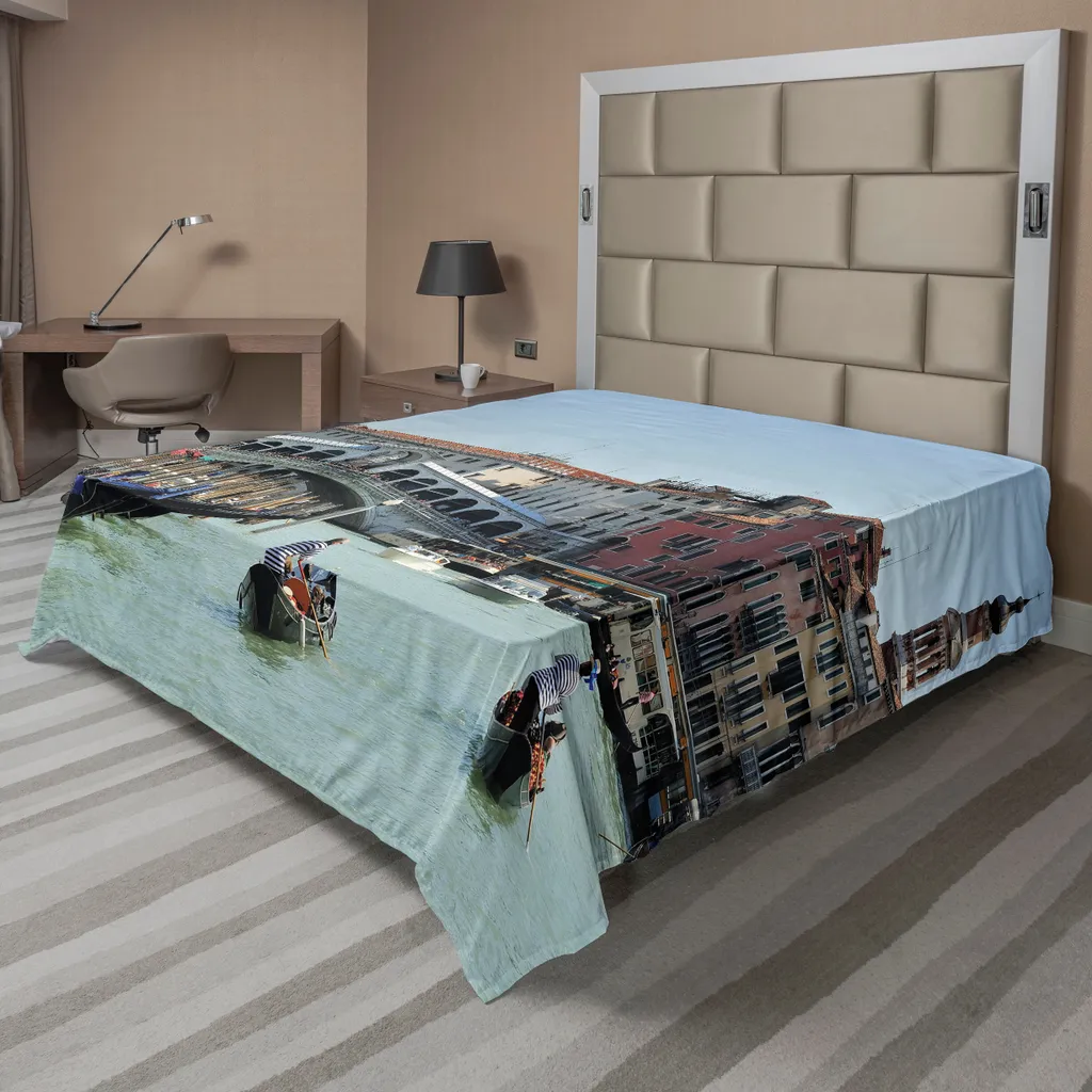 Drap plat ABAKUHAUS Italie Venise Gondoles en Microfibre 244 x 205 cm