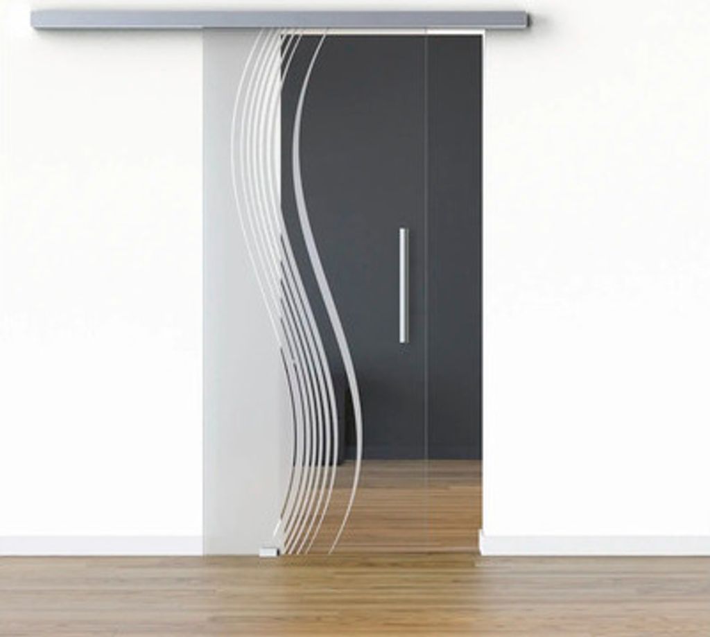 Pertura Glasschiebetür Komplettset Glera Reflect 01 1025x2050 mm Links inkl. Beschlag Selir Aluminium Edelstahloptik,Sta