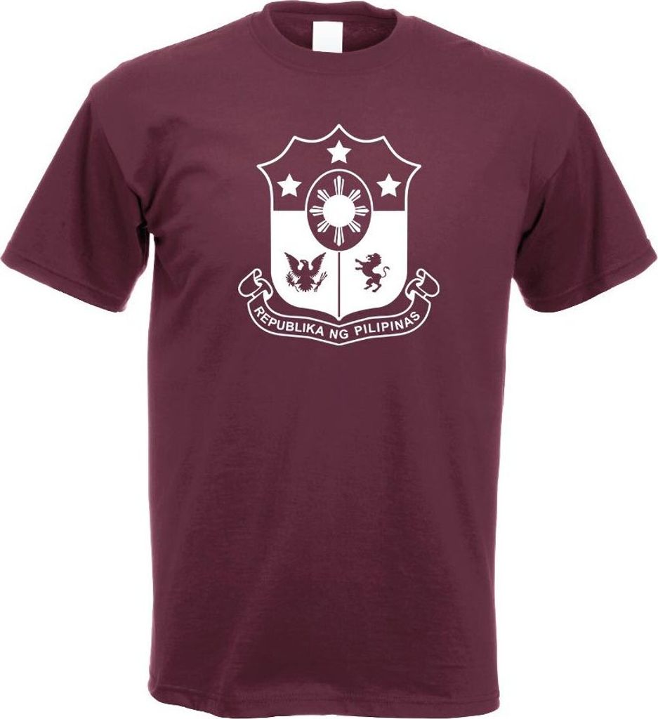 Kiwistar - T-Shirt - Burgund - Philippinen Wappen Motiv Bedruckt Funshirt Design Print - mit Motiv Bedruckt - Funshirt Design - Sport - Freizeit - ...