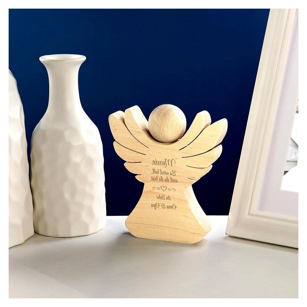 Holzengel zur Geburt mit individueller Gravur, Engel aus Buchenholz, Geschenkverpackung für Geldgeschenke, Geschenkideen für Babys