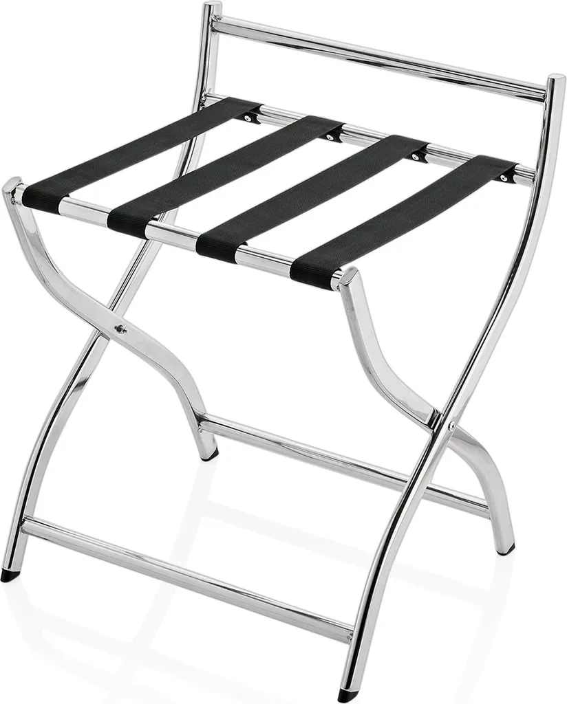 Porte-bagage en acier chromé 50 cm avec barre de sécurité murale inox