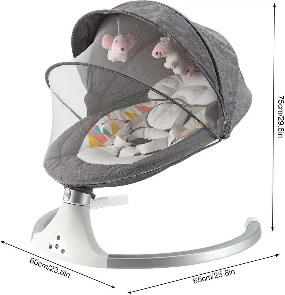 Fauteuil à Bascule Électrique Bébé 15kg avec Minuteur et Bluetooth