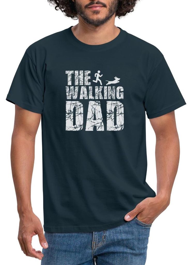 Spreadshirt The Walking Dad | Papa Mit Hund Männer T-Shirt, M, Navy