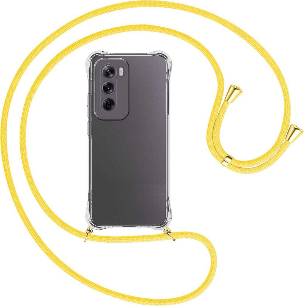 Handykette Backcover-Schutzhülle mit Band (Metall goldfarben) für OPPO Reno 12 5G - gelb