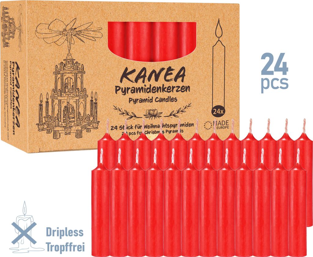 Candele A Piramide Naturali - 18 Pezzi - 10,5 X 1,7 Cm - Per Decorazione E Atmosfera