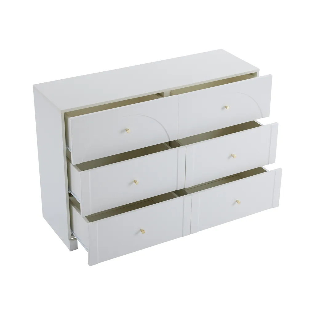 Buffet à tiroirs blanc 120 cm commode de rangement design pour séjour - 9