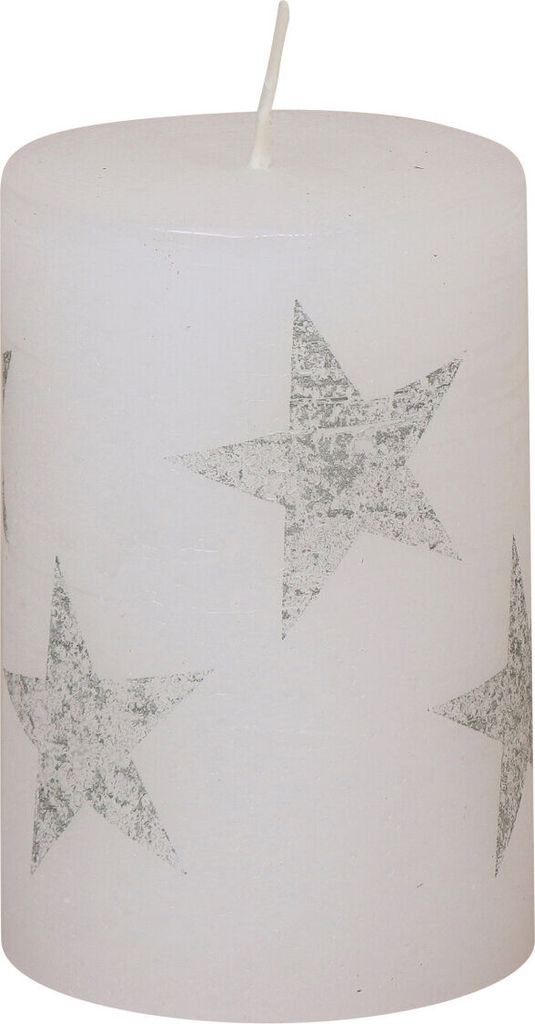 Weihnachtskerzen Stumpenkerze "Multistern" Weiß 100/68 mm