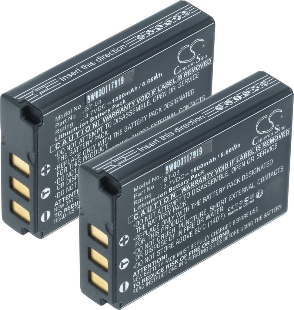 vhbw 2x Akku kompatibel mit Zoom Q8 Kamera (1800 mAh, 3,7 V, Li-Ion)