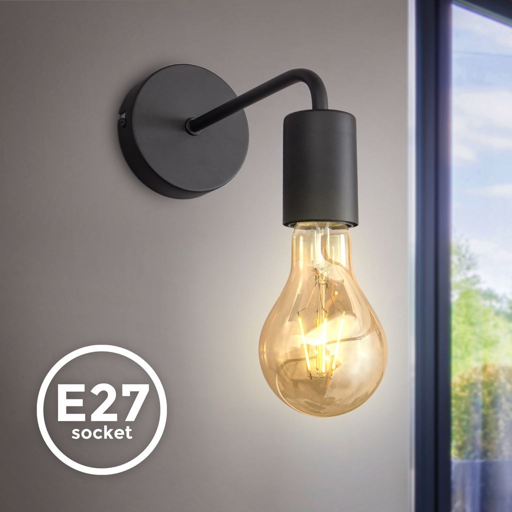 Wandleuchte Retro Vintage Holz Wandlampe Industrielampe innen Laterne Licht E27 