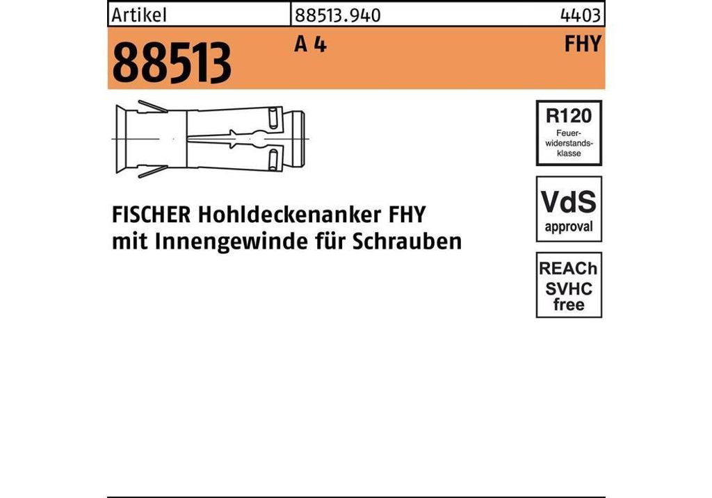 fischer Hohldeckenanker FHY M10 R 20 Stk