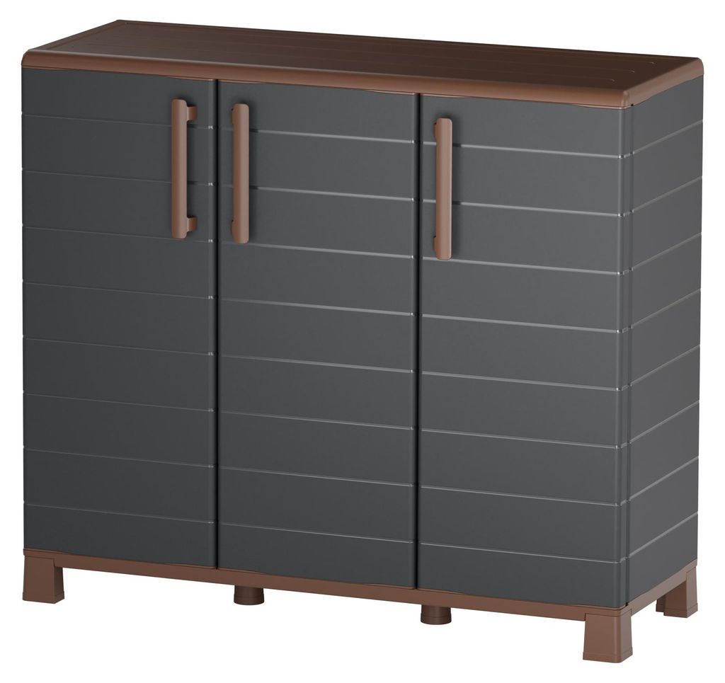 Kunststoffschrank PORTOFINO P100-B – niedrig, 3-türig Produktbild 