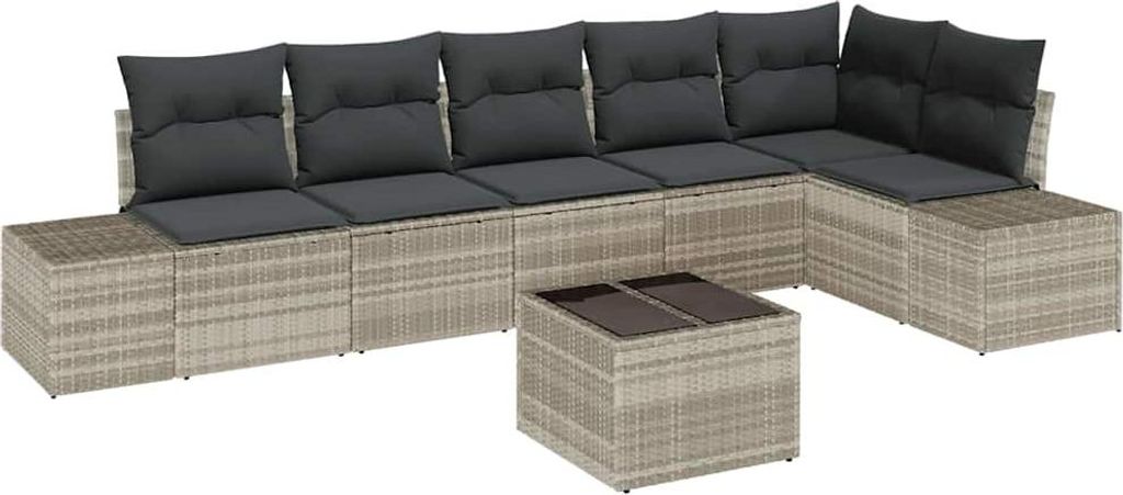vidaXL Gartensofa-set mit Speicher Hellgrau Poly-Rattan