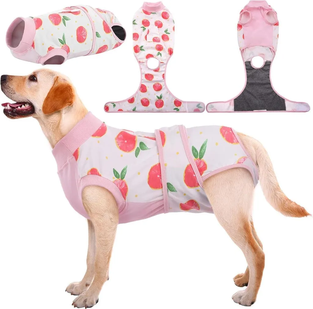 Corpo per cani dopo l'intervento chirurgico e la castrazione per cani maschi e femmine, traspirante con protezione da leccate, rosa XXL