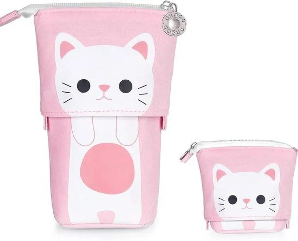 Porte-crayons rose 2 en 1 pour bureau et école avec fermeture zip