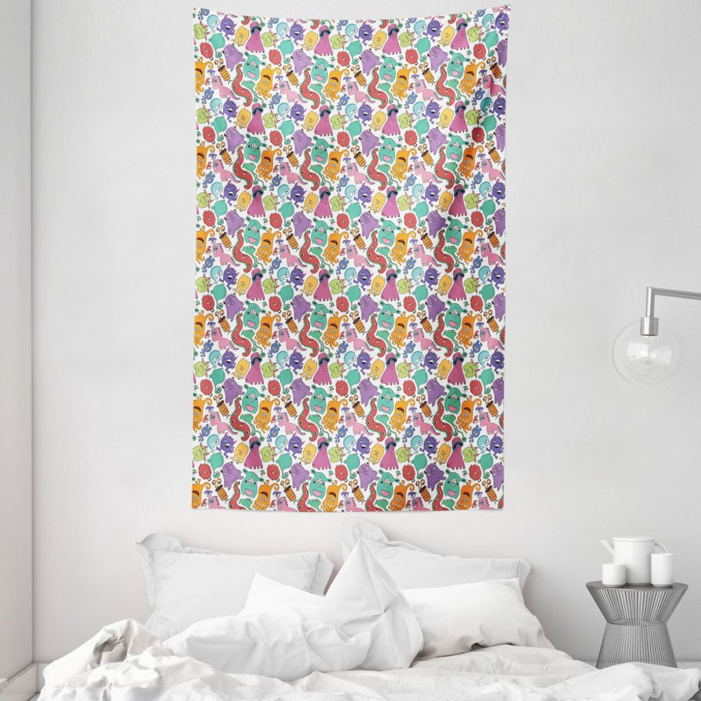 ABAKUHAUS Karikatur Wandteppich und Tagesdecke, Abstrakt Hairy Monster aus Weiches Mikrofaser Stoff Waschbar ohne Verblassen Digitaldruck, 140 x 23...