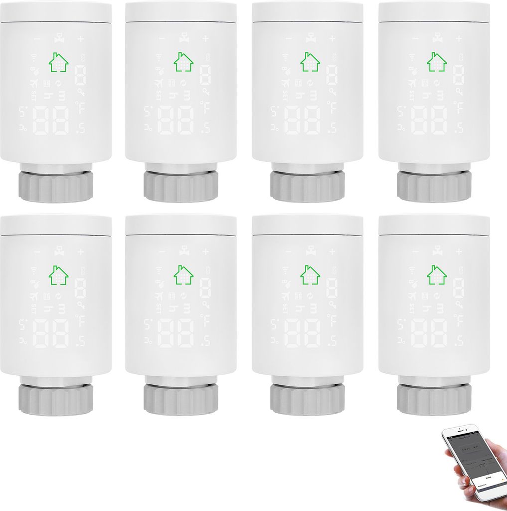8X Tuya ZIGBEE3.0 Smart Heizkörperthermostat Thermostatventil Programmierbares Heizkoerperventil APP-Steuerung Sprachsteuerung Kompatibel mit Alex...