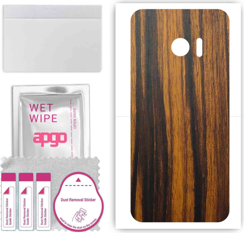 apgo Rückseite Schutzfolie, Skin, kompatibel mit HTC 10, Hinten Displayschutzfolie aus Vinylfolie, kratzfest, einfache Montage - Tigerwood