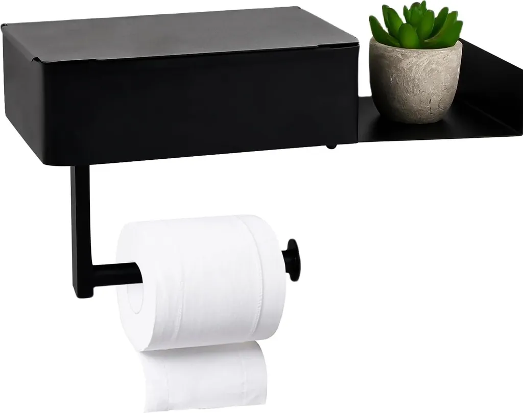 Support papier toilette étagère pour ranger smartphone et lingettes