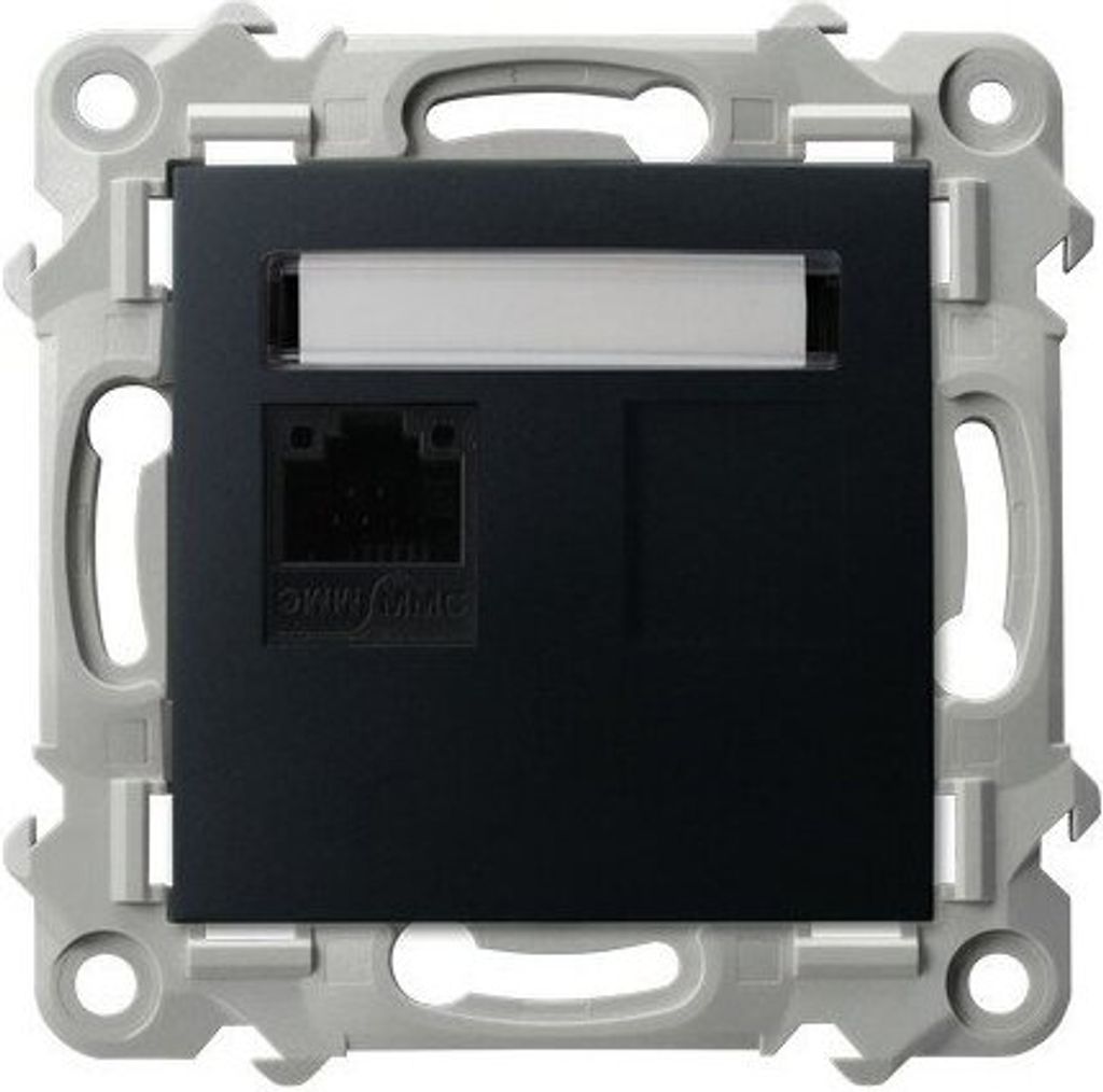Einzelne Computersteckdose, Kat. 5e MMC SZAFIR Schwarz Ospel