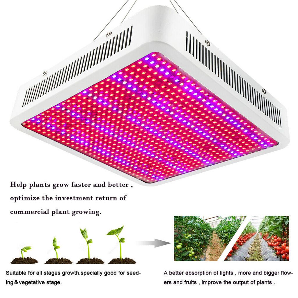 800W LED Plant Grow Light Voll Spektrum Pflanzen Lampe Licht Panel Blumen Gemüse 