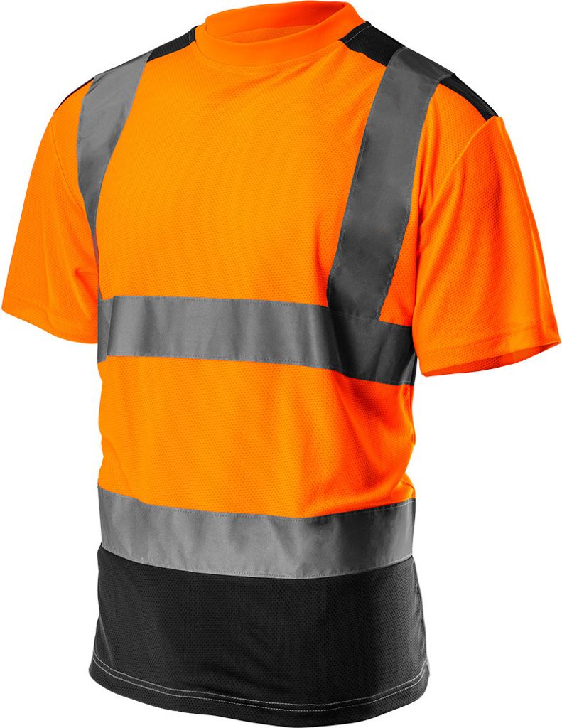 NEO TOOLS T-shirt Warning, fondo scuro, arancione, taglia M Immagine del prodotto 