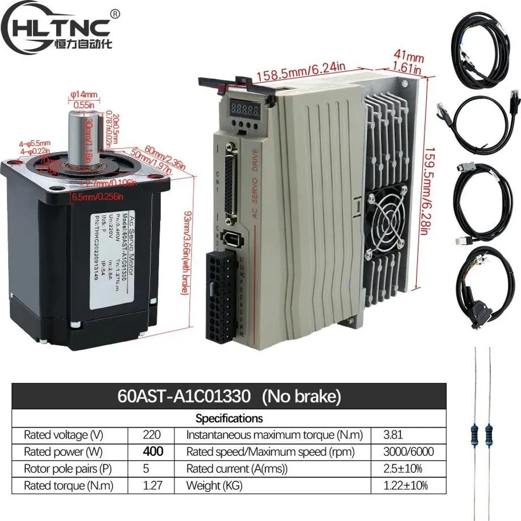 Kit Servomoteur CNC 400W 220V Idéal pour Machine Outil et Robotique