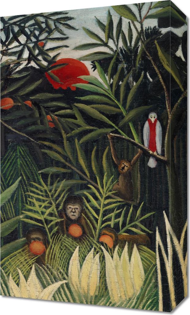 Bild 30x50cm Affen und Papagei, Rousseau Vintage für das Wohnzimmer