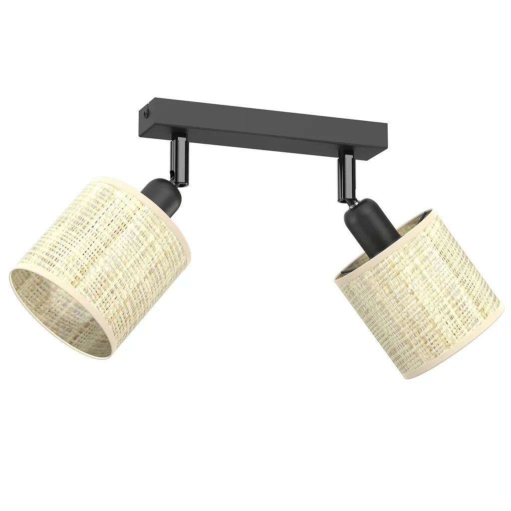 Spot Plafonnier Noir RATTAN LUMINEX - Éclairage Doux contre l'Éblouissement