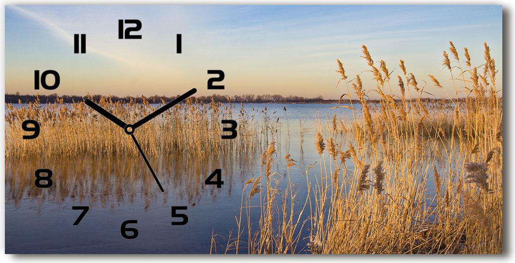 Wanduhr aus Glas – 60x30 cm - Glasbild - Glasuhr - Gehärtetes Glas - schwarze-zeiger - Watercane