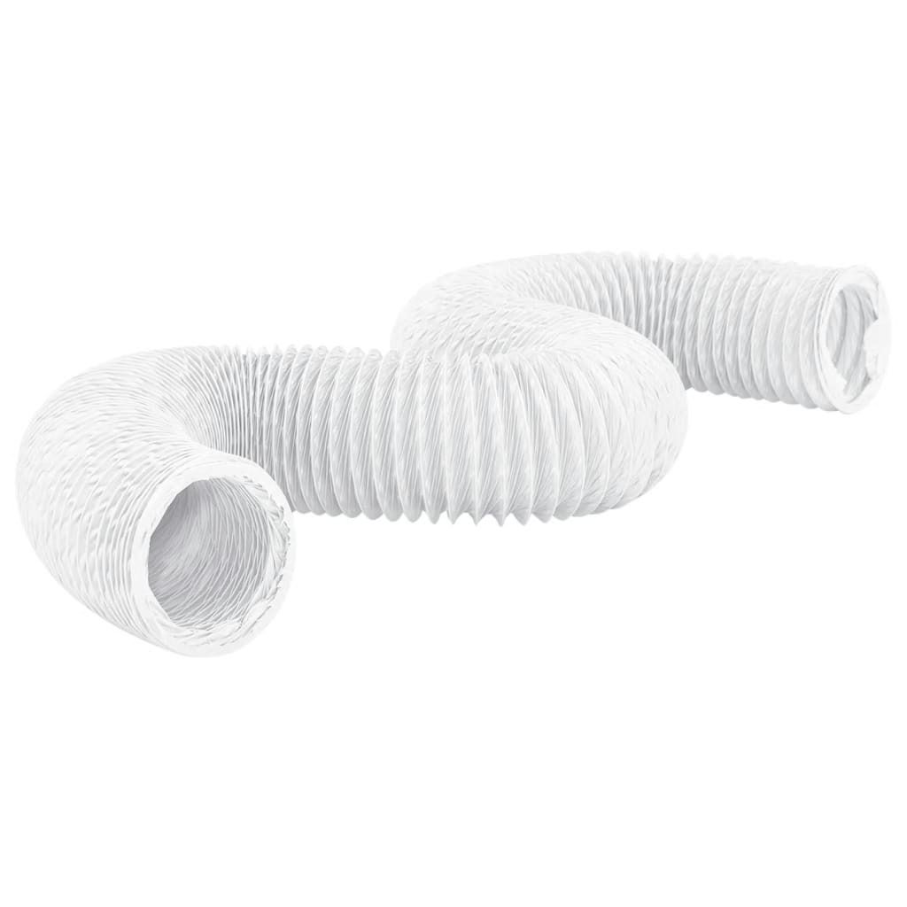 A white, flexible, corrugated hose bent into an S-shape, presented against a white background.
