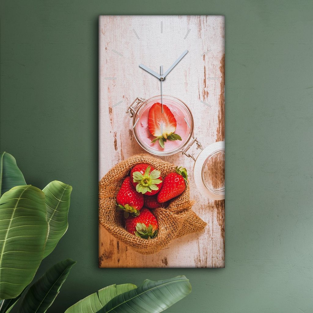 Wohnzimmer Leinwand Uhr Geräuschlos Küche 30x60 Farbige, Früchte, weiße Zeiger