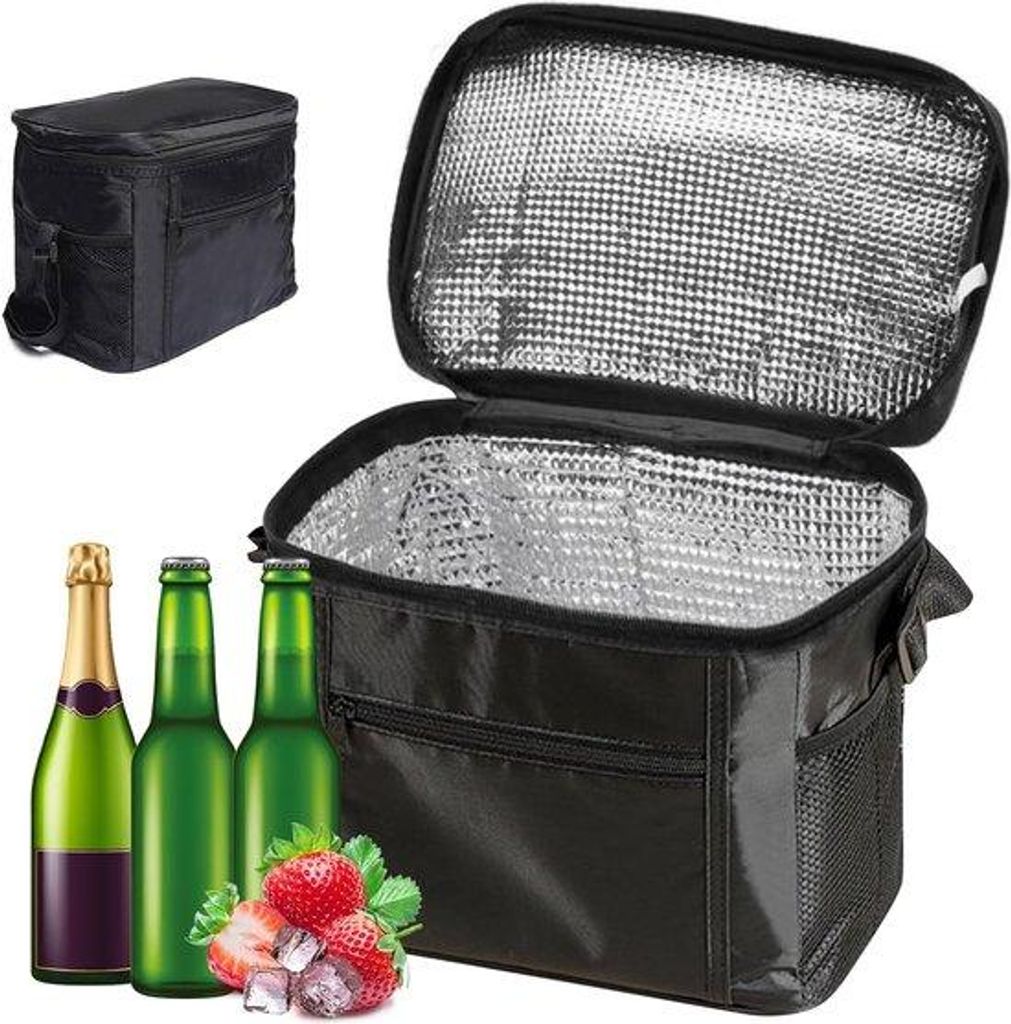 Kühltasche, 10 Liter, schwarz, isoliert, 27x17x24cm, Reise