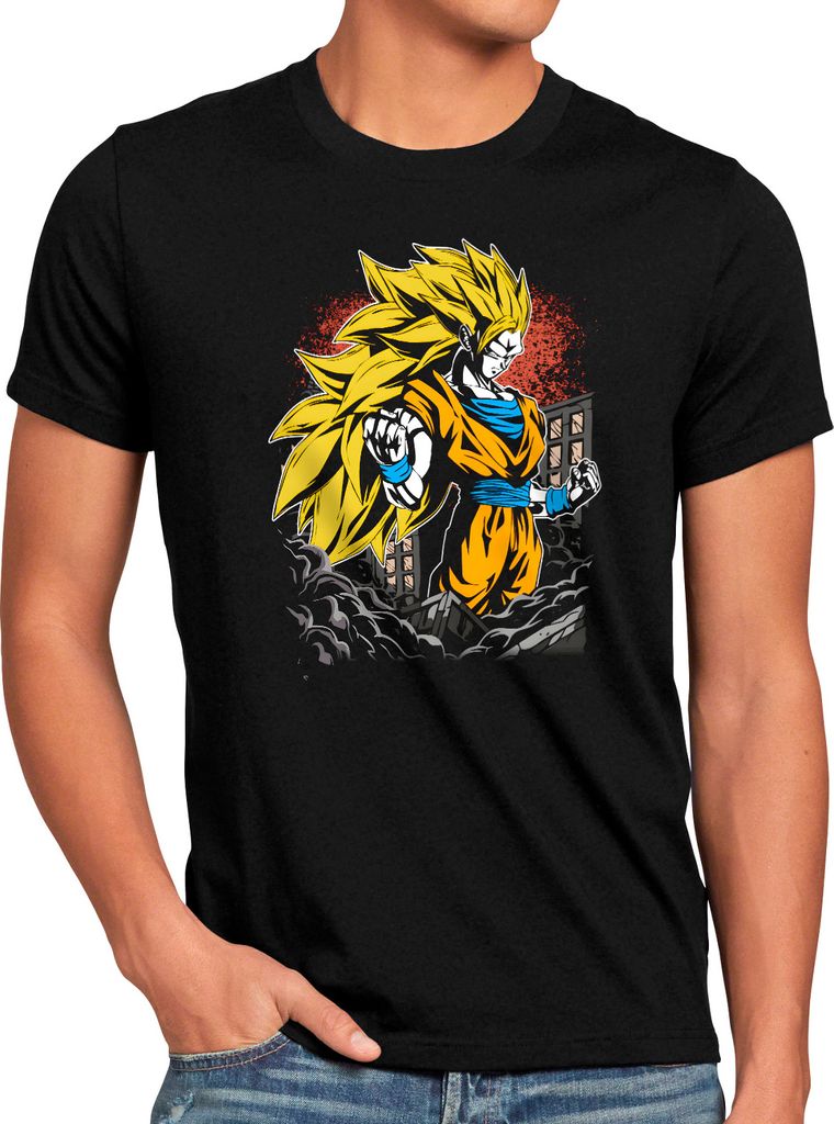 style3 Goku Transformation Herren T-Shirt super dragon saiyan z gt