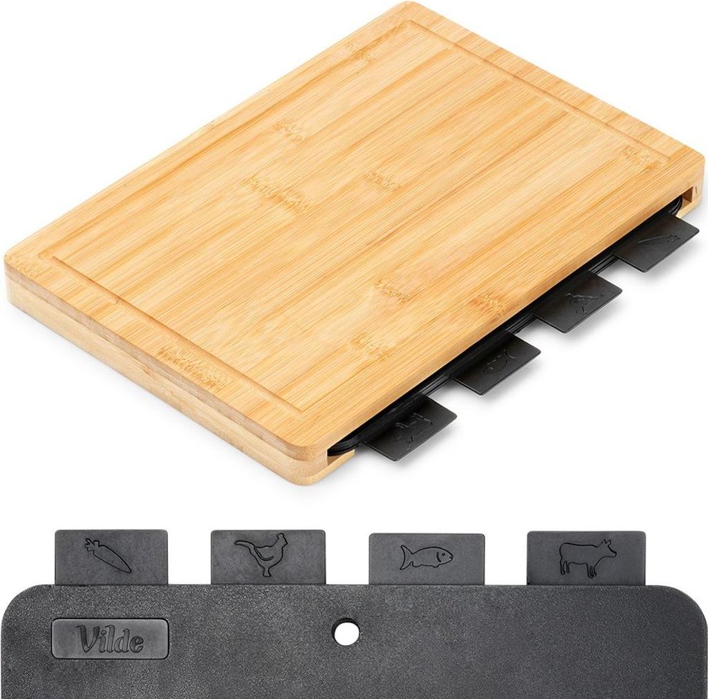 Vilde | Schneidebrett Set - 5 Teile - Schwarz/Bambus - Produktbild 