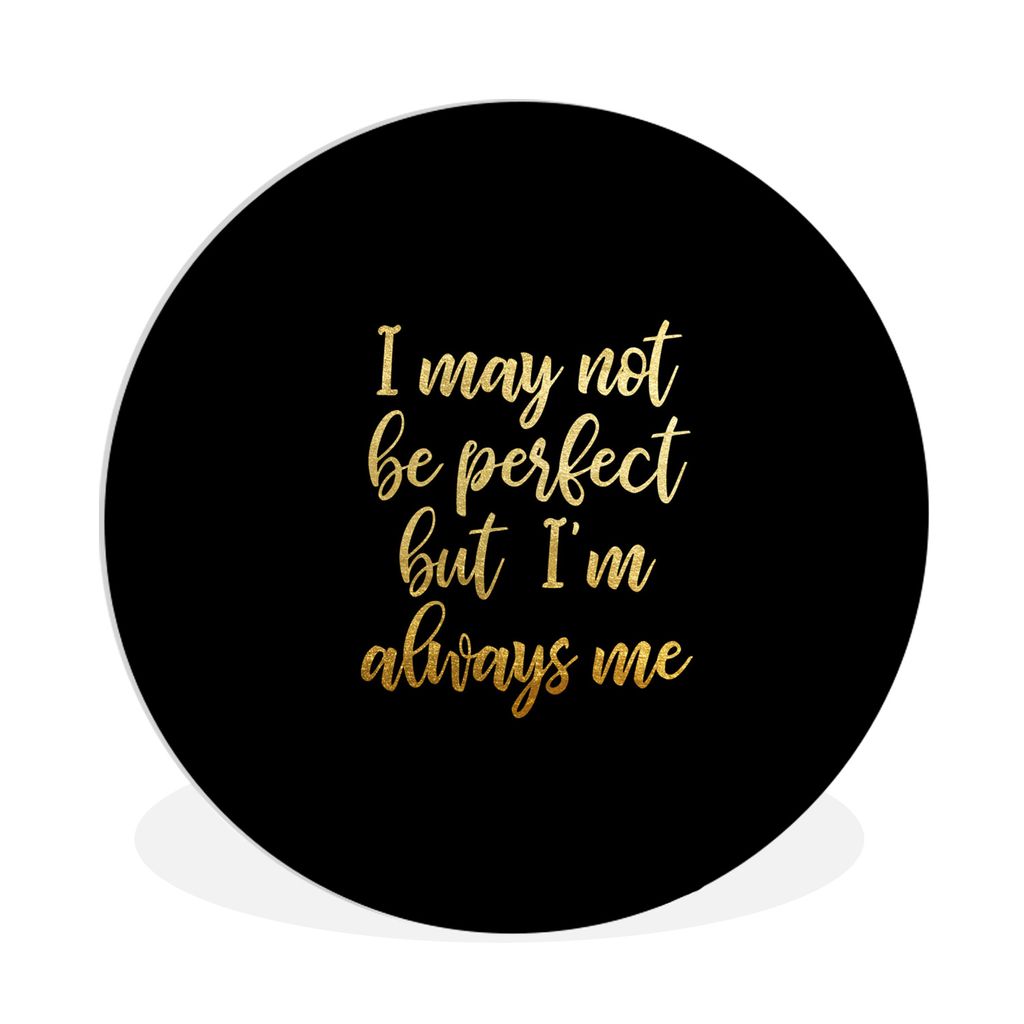MuchoWow Rundes Wandbild - Runde Bilder Selbstvertrauen - Gold - Schwarz Ø 90 cm Kreis Wanddekoration Kunststoff - Wandkreis - Wandschmuck - Wan...
