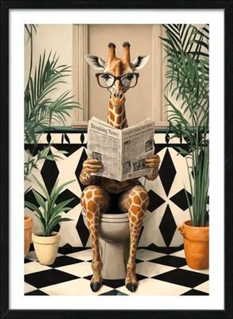 Gerahmtes Bild Lustige Giraffe 53x73 cm Produktbild 