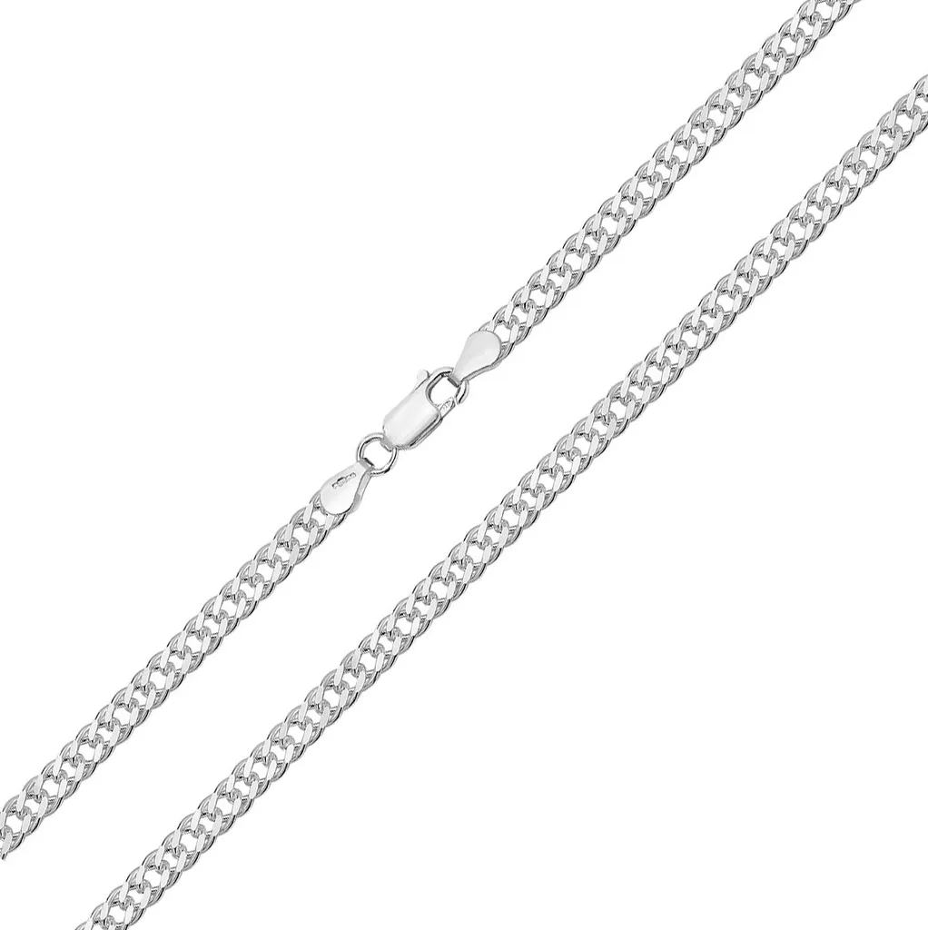 Collier Chaine Maille Courbe en Argent 925 pour Femme - Largeur 4mm
