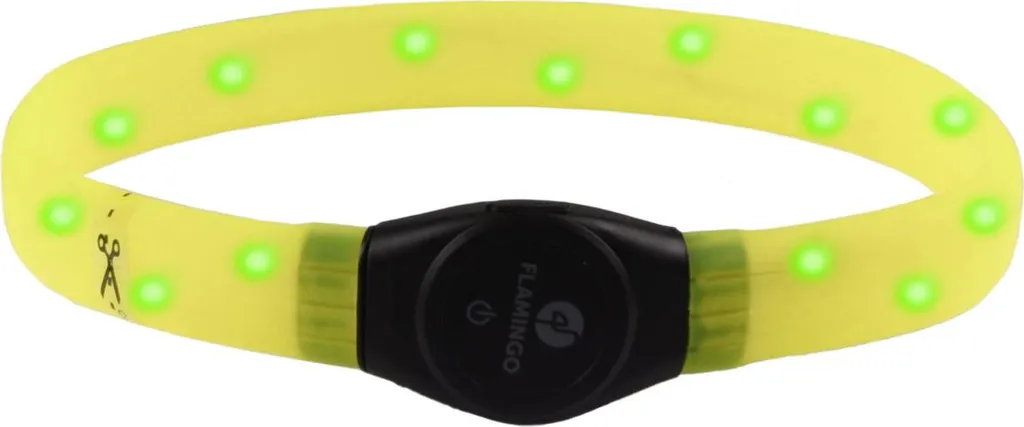 Collier Flamingo Jumbo LED Jaune Rechargeable - Visibilité 500m chien