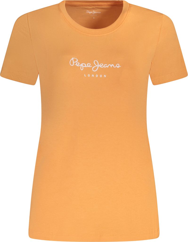 Orange Damen T-Shirt Kurzarm aus nachhaltiger Baumwolle mit Druck.