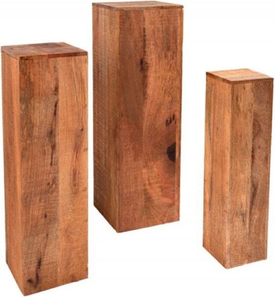 Massives Deko-Säulen-Set SARA 3-tlg. ca.H80cm Pflanzsäule Mango natur