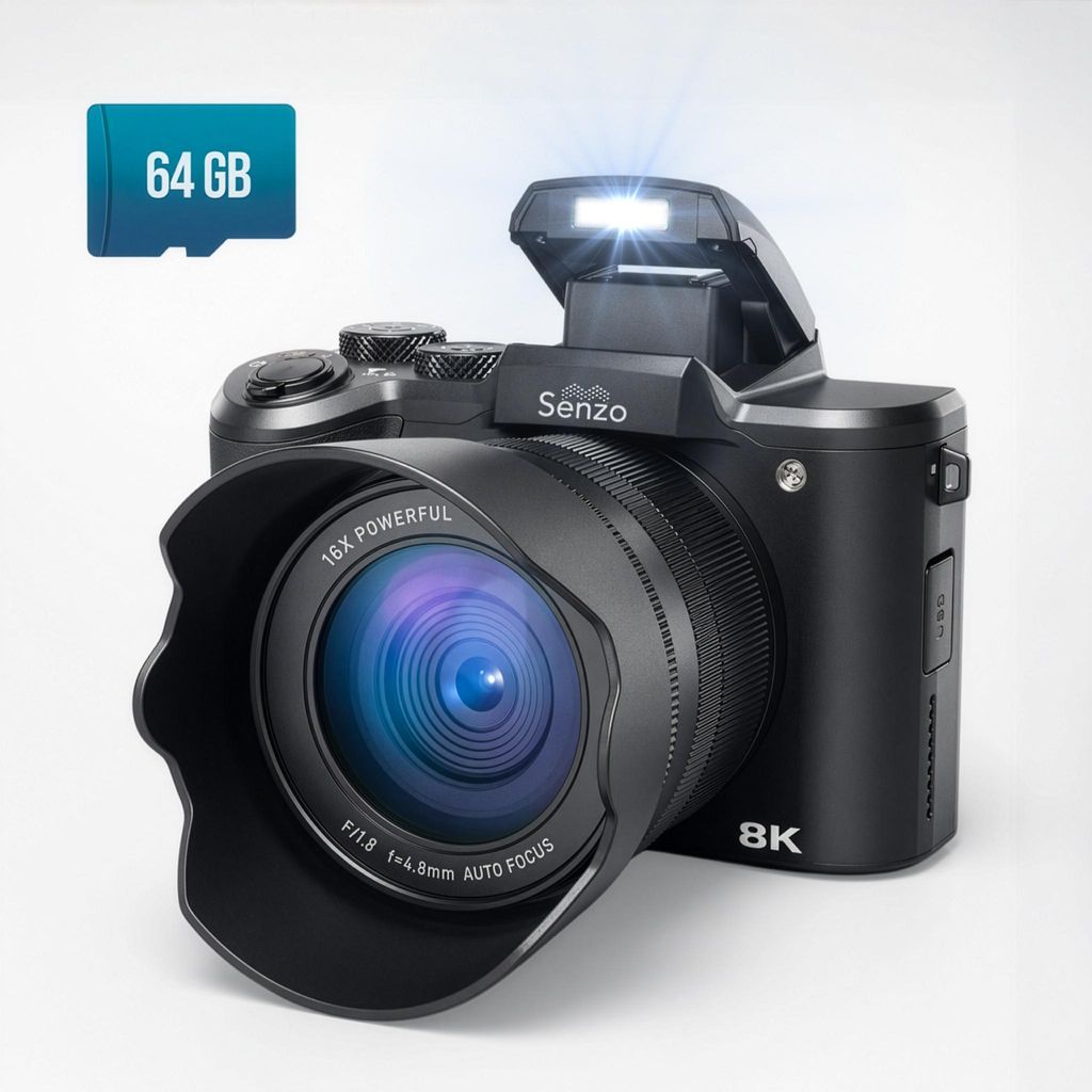 Senzo Digitale Camera 8K met WiFi - 88MP - 16 x Zoom - Productafbeelding 