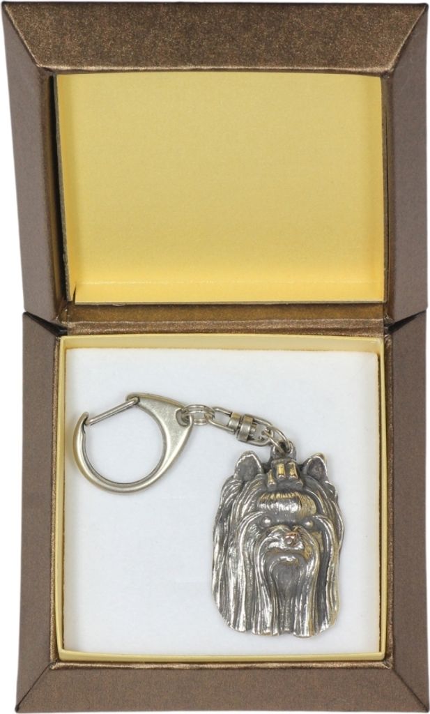 Yorkshire Terrier III - Versilberter Schlüsselanhänger mit Hund in einer Geschenkbox, Handtaschenschmuck, Rucksackanhänger der Marke Art-Dog