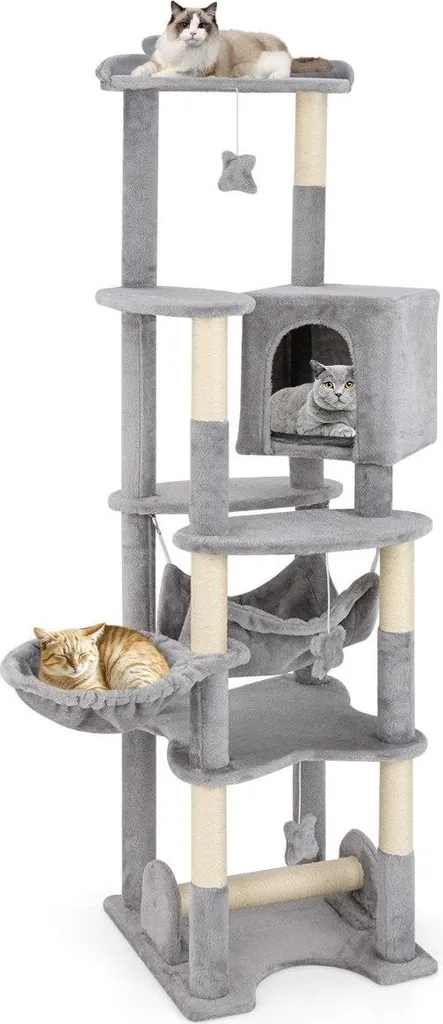 Arbre à chat stable en bois 176 cm pour protéger vos meubles et murs