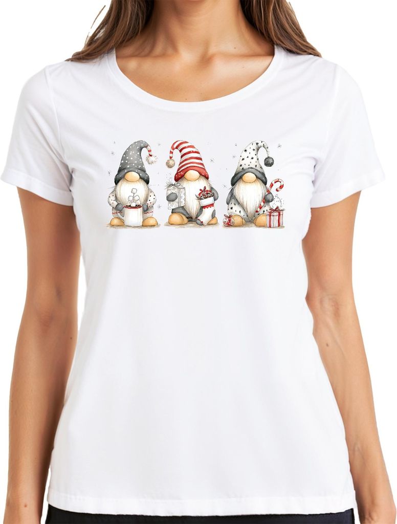 Weihnachtswichtel Gnome Geschenk Weihnachten Niedlich Damen T-Shirt, Weiß, 3XL